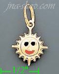 14K Gold Sun Enamel Charm Pendant - Click Image to Close