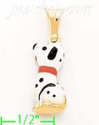 14K Gold Dalmatian Dog 3D Enamel Charm Pendant - Click Image to Close