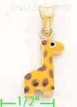 14K Gold Giraffe Enamel Charm Pendant - Click Image to Close