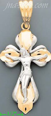 14K Gold Crucifix CZ Cross Charm Pendant - Click Image to Close