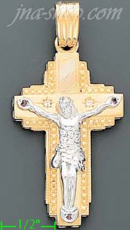 14K Gold Crucifix CZ Cross Charm Pendant - Click Image to Close