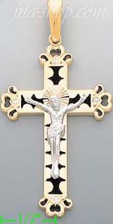 14K Gold Crucifix w/Helm CZ Cross Charm Pendant - Click Image to Close
