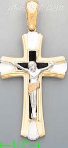 14K Gold Crucifix CZ Cross Charm Pendant - Click Image to Close