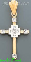 14K Gold Cross CZ Charm Pendant - Click Image to Close