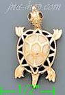 14K Gold Turtle CZ Charm Pendant - Click Image to Close