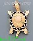 14K Gold Turtle CZ Charm Pendant - Click Image to Close
