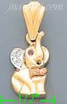 14K Gold Elephant CZ Charm Pendant - Click Image to Close