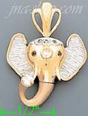 14K Gold Elephant CZ Charm Pendant - Click Image to Close