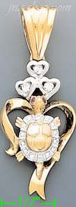 14K Gold Turtle CZ Charm Pendant - Click Image to Close