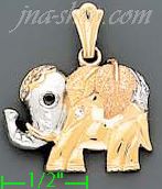 14K Gold Elephant CZ Charm Pendant - Click Image to Close