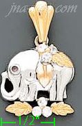 14K Gold Elephant CZ Charm Pendant - Click Image to Close