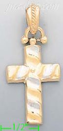 14K Gold Italian Fancy Cross Charm Pendant - Click Image to Close