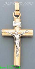 14K Gold Crucifix Italian Fancy Cross Charm Pendant - Click Image to Close