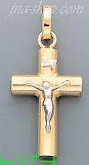 14K Gold Crucifix Italian Fancy Cross Charm Pendant - Click Image to Close