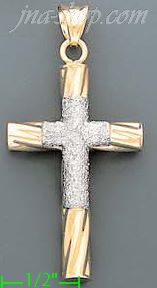 14K Gold Italian Fancy Cross Charm Pendant - Click Image to Close