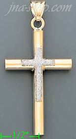 14K Gold Italian Fancy Cross Charm Pendant - Click Image to Close