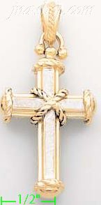 14K Gold Italian Fancy Cross Charm Pendant - Click Image to Close
