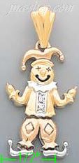 14K Gold Clown Jester CZ Charm Pendant - Click Image to Close