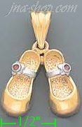 14K Gold Girls' Shoes CZ Charm Pendant - Click Image to Close