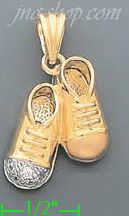 14K Gold Boys' Shoes CZ Charm Pendant - Click Image to Close