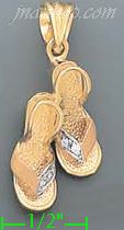 14K Gold Sandles CZ Charm Pendant - Click Image to Close