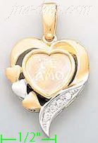14K Gold Te Amo Heart CZ Charm Pendant - Click Image to Close