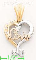 14K Gold Arrow Love Heart CZ Charm Pendant - Click Image to Close
