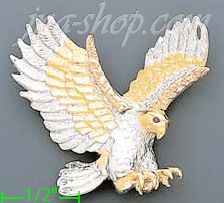 14K Gold Striking Eagle CZ Charm Pendant - Click Image to Close