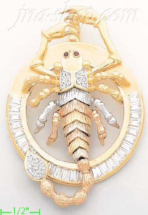 14K Gold Scorpion CZ Charm Pendant - Click Image to Close