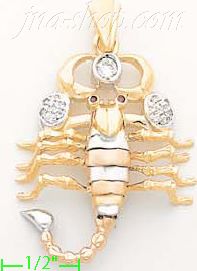 14K Gold Scorpion CZ Charm Pendant - Click Image to Close