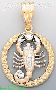 14K Gold Scorpion CZ Charm Pendant - Click Image to Close