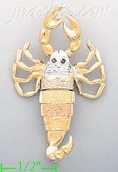 14K Gold Scorpion CZ Charm Pendant - Click Image to Close