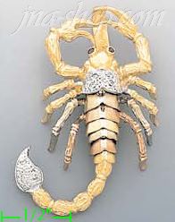 14K Gold Scorpion CZ Charm Pendant - Click Image to Close