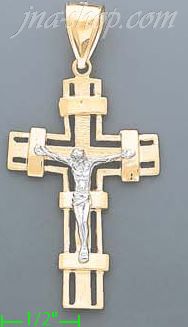 14K Gold Cross Crucifix Charm Pendant - Click Image to Close