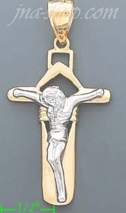 14K Gold Cross Crucifix Charm Pendant - Click Image to Close