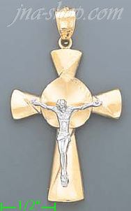 14K Gold Cross Crucifix Charm Pendant - Click Image to Close