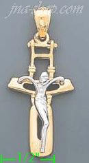 14K Gold Cross Crucifix Charm Pendant - Click Image to Close