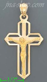 14K Gold Cross Crucifix Charm Pendant - Click Image to Close