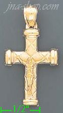 14K Gold Cross Crucifix Charm Pendant - Click Image to Close