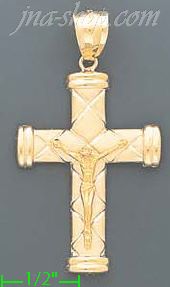 14K Gold Cross Crucifix Charm Pendant - Click Image to Close