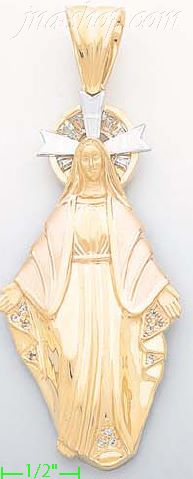 14K Gold Virgin Virgin Charm Pendant - Click Image to Close
