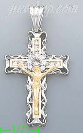 14K Gold Cross Crucifix Charm Pendant - Click Image to Close