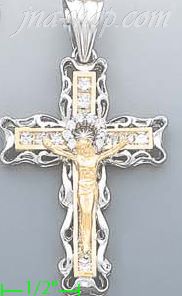 14K Gold Cross Crucifix Charm Pendant - Click Image to Close