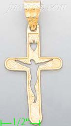 14K Gold Crucifix Cross w/Jesus & Dove Silhouette Religious Char - Click Image to Close