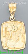 14K Gold Baptism Religious Charm Pendant - Click Image to Close