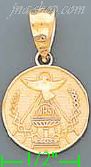 14K Gold Holy Spirit Religious Round Medal Charm Pendant - Click Image to Close