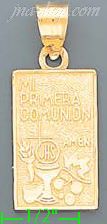 14K Gold Mi Primera Comunion Religious Charm Pendant - Click Image to Close