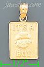 14K Gold It's a Boy Baby Charm Pendant - Click Image to Close