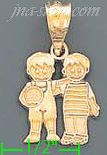 14K Gold Two Boys w/Ball Baby Charm Pendant - Click Image to Close