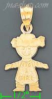 14K Gold It's a Girl Baby Charm Pendant - Click Image to Close